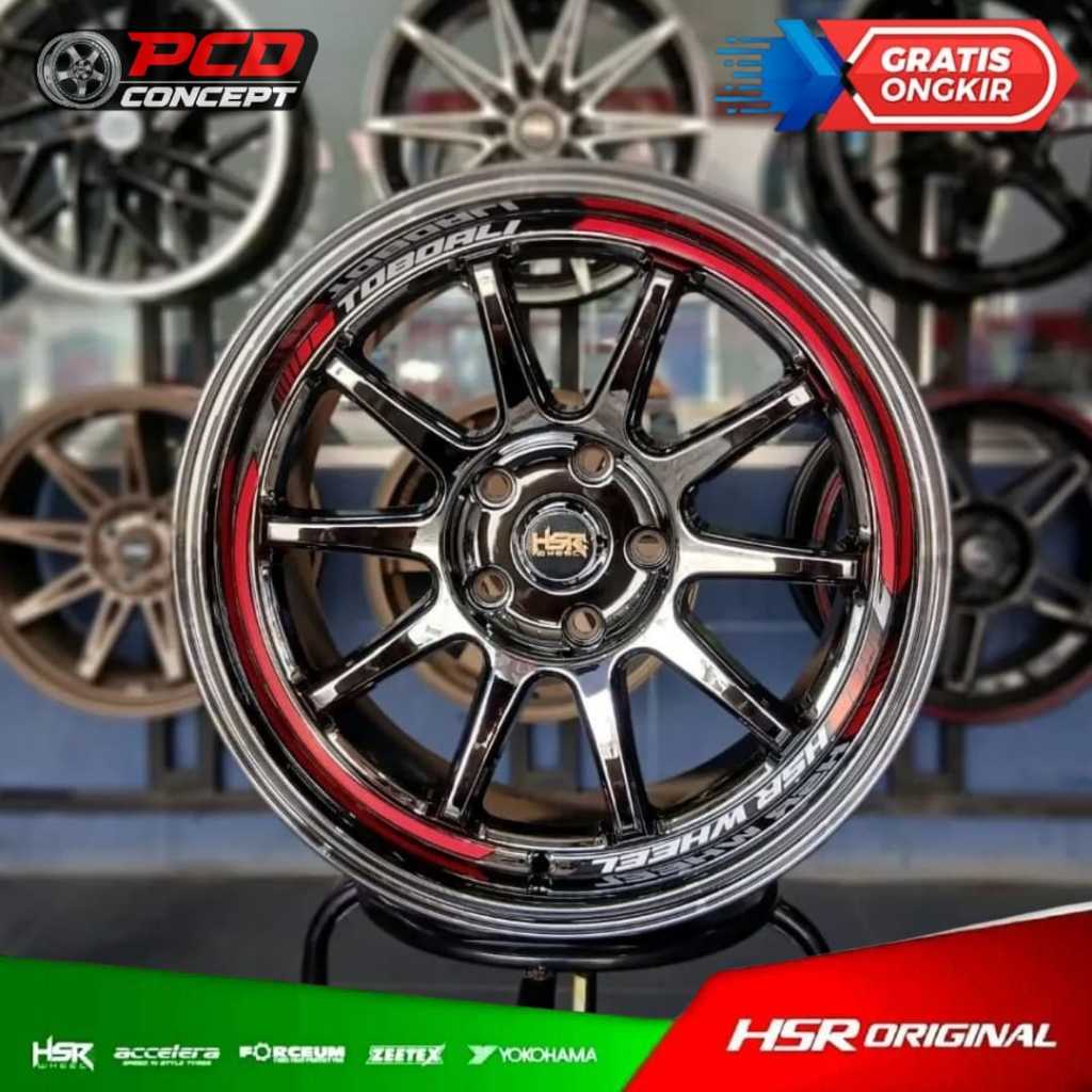 velg hsr toboali black chrome r18 pcd 5x114 untuk innova, almaz, xtrail , crv, xtrail, civic turbo, 