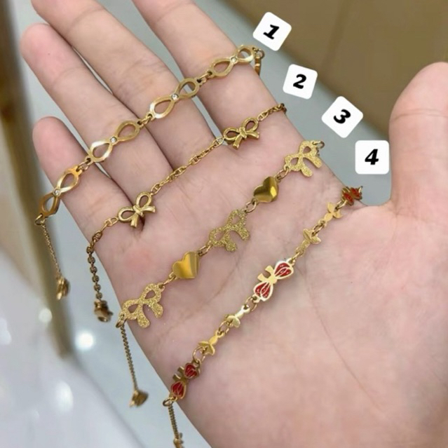 aksesoris viral gelang rantai titanium motif