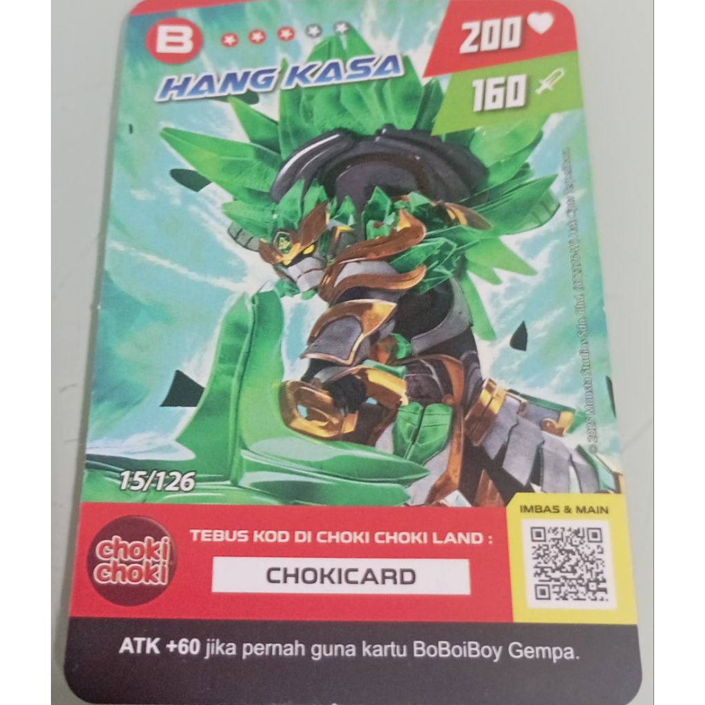 Kartu Choki Choki Boboiboy Hang Kasa