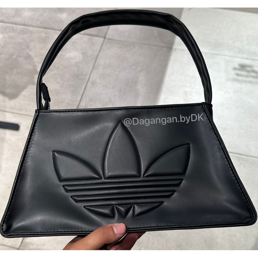 Tas Adidas Sling Bag Leather Big Logo Original 100% Full Black Limited