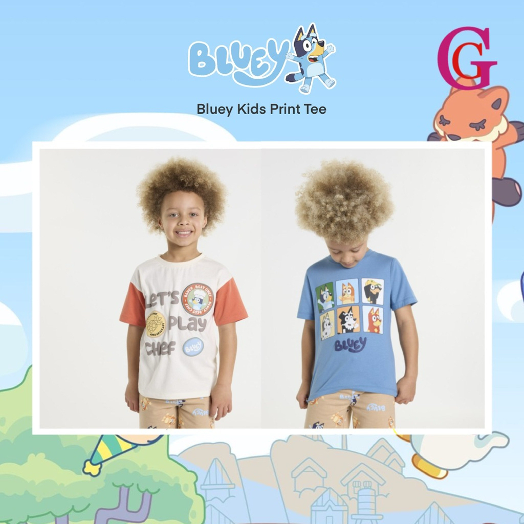 BLUEY KIDS PRINT T-SHIRT | KAOS BLUEY | KAOS ANAK LENGAN PENDEK BLUEY | BAJU BLUEY