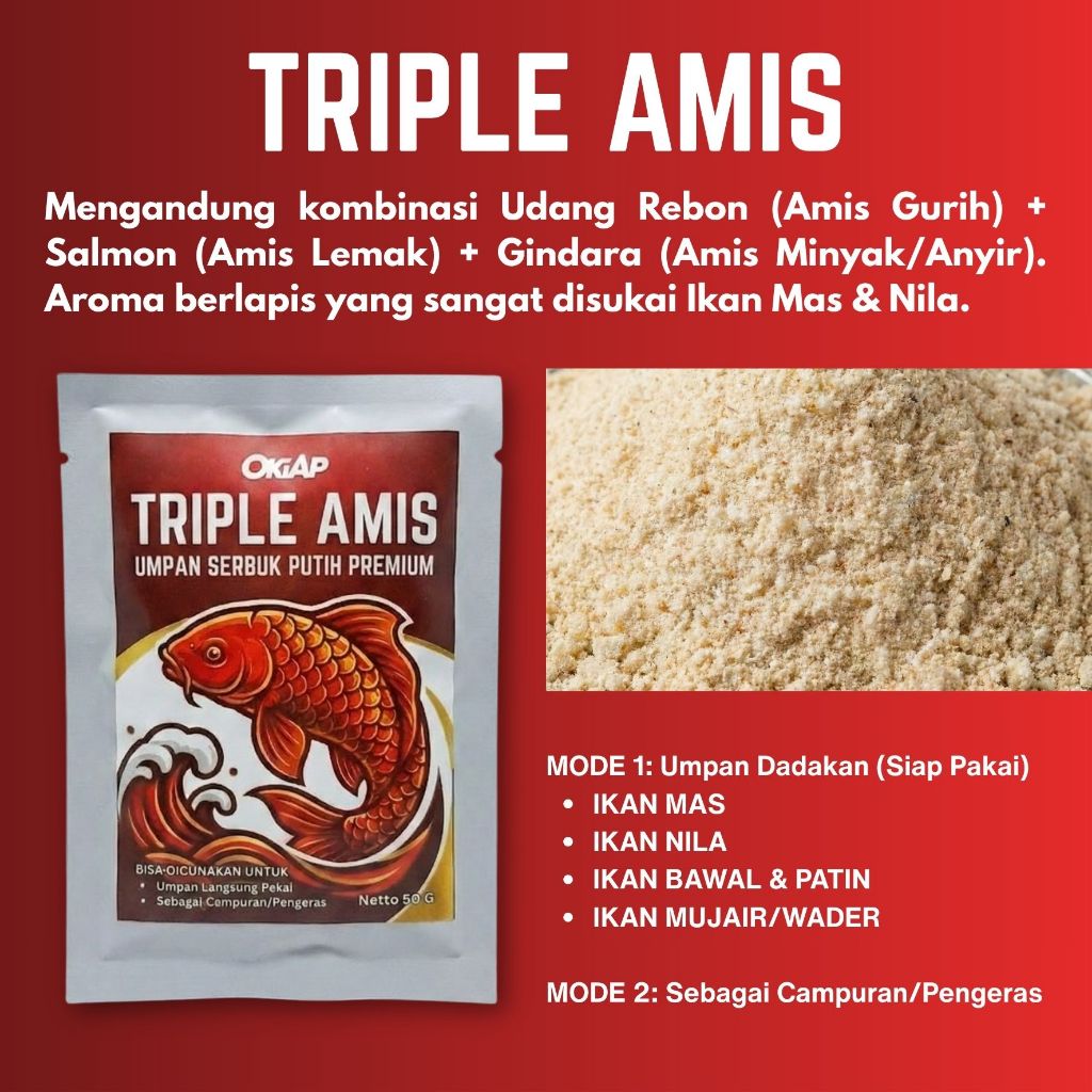 Umpan Putih Triple Amis OKIAP - Spesial Ikan Mas & Nila - Aroma Udang Salmon Gindara (Siap Pakai)