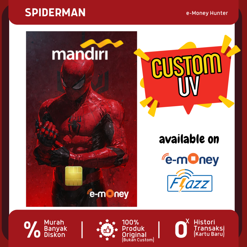 SPIDERMAN Marvel Custom Doff Spider-man e-Money Flazz Gen 2 eMoney eToll NFC