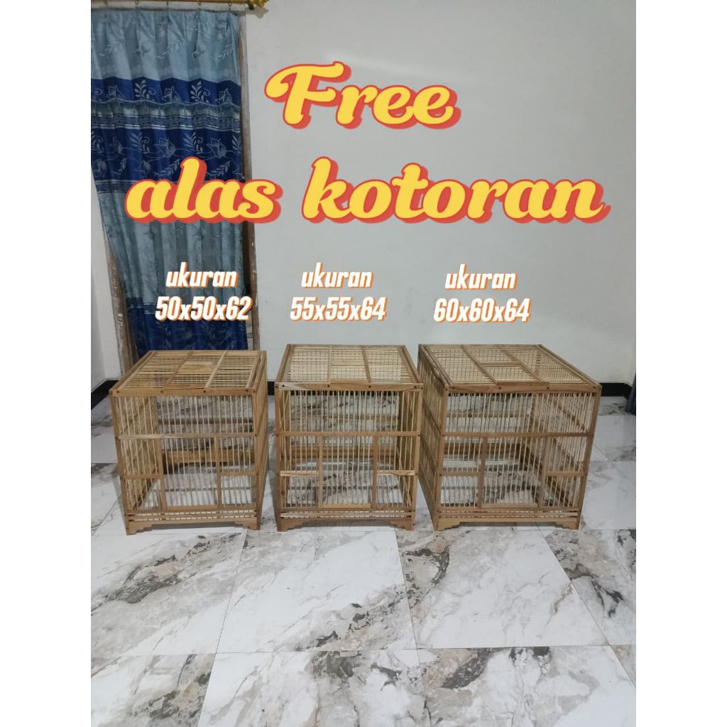 SANGKAR KOTAK JEMURAN/KIPU AYAM HUTAN/BEKISAR UK 5PX50X62, 55X55X64, 60X60X64