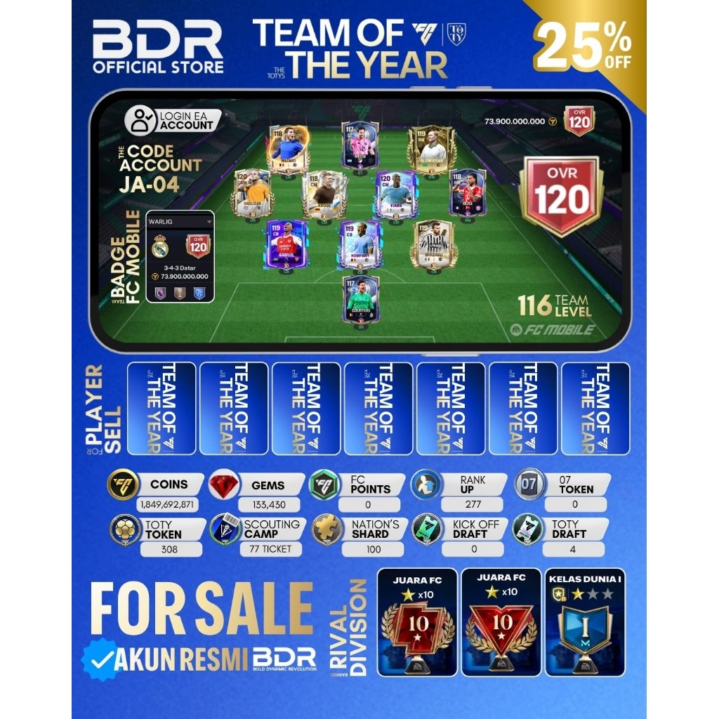 Jual Akun FC MOBILE Kode JA-01