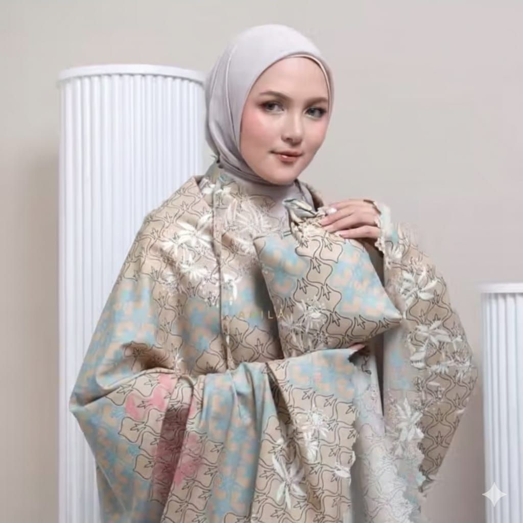 mukena dewasa motif bunga sakura/mukena renda/mukena kekinian