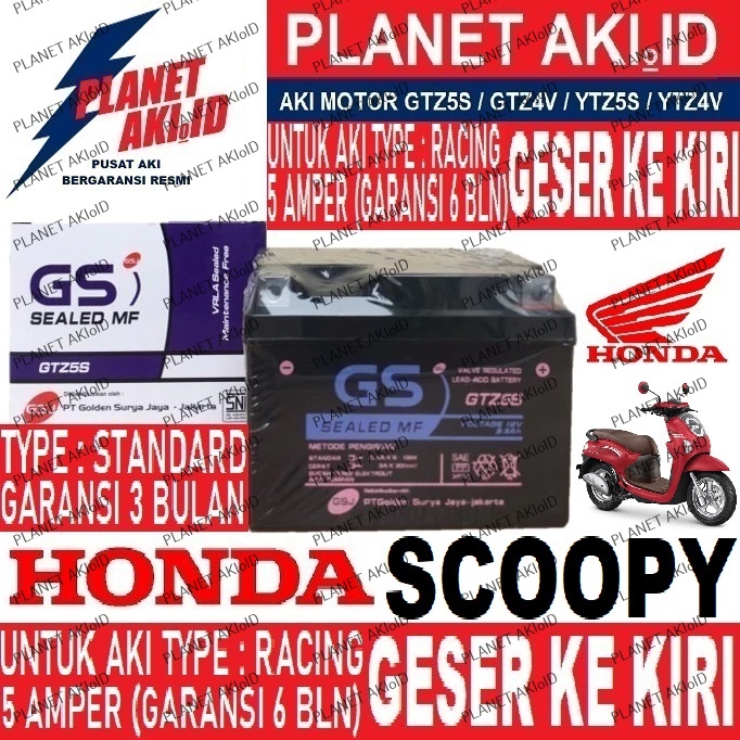 Aki Motor Honda Scoopy Aki Kering Accu Kering MF GTZ5S