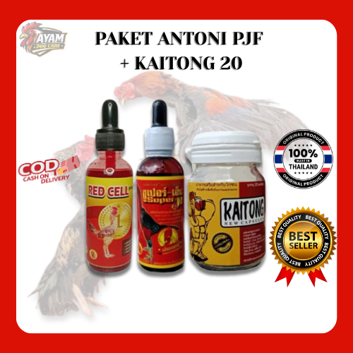 Paket Antoni PJF + Kaitong 20 | Obat Ayam Bangkok Aduan | Nafsu Pukul, Stamina & Otot | Original Tha