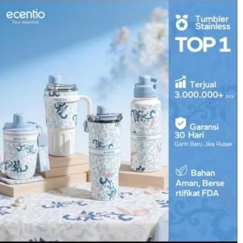 Ecentio Tumbler Floral Batik Bloom Aesthetic Series Premium Quality acc13