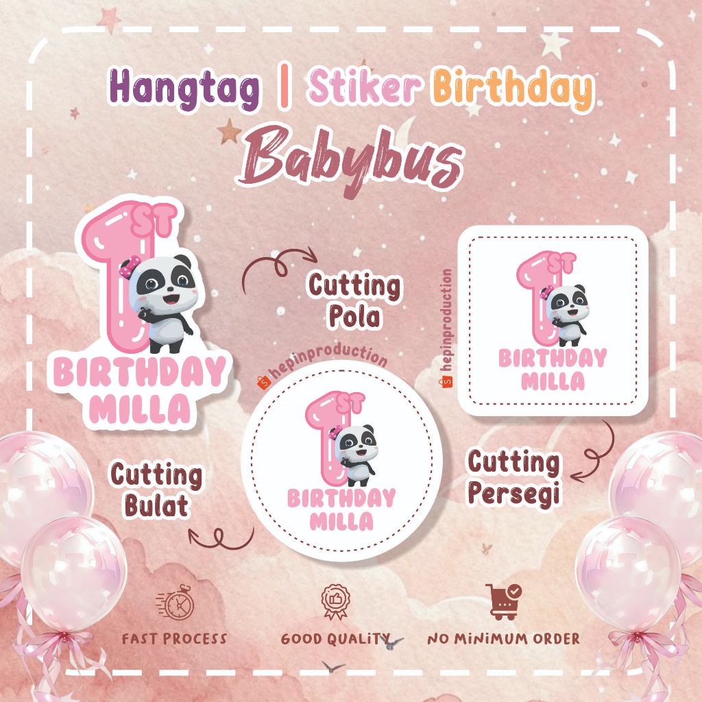 (30pcs) Hang tag - stiker ulang tahun BABYBUS hangtag ultah souvenir hampers
