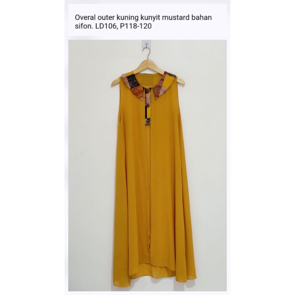 Overal outer kuning kunyit mustard bahan sifon pernah dipakai