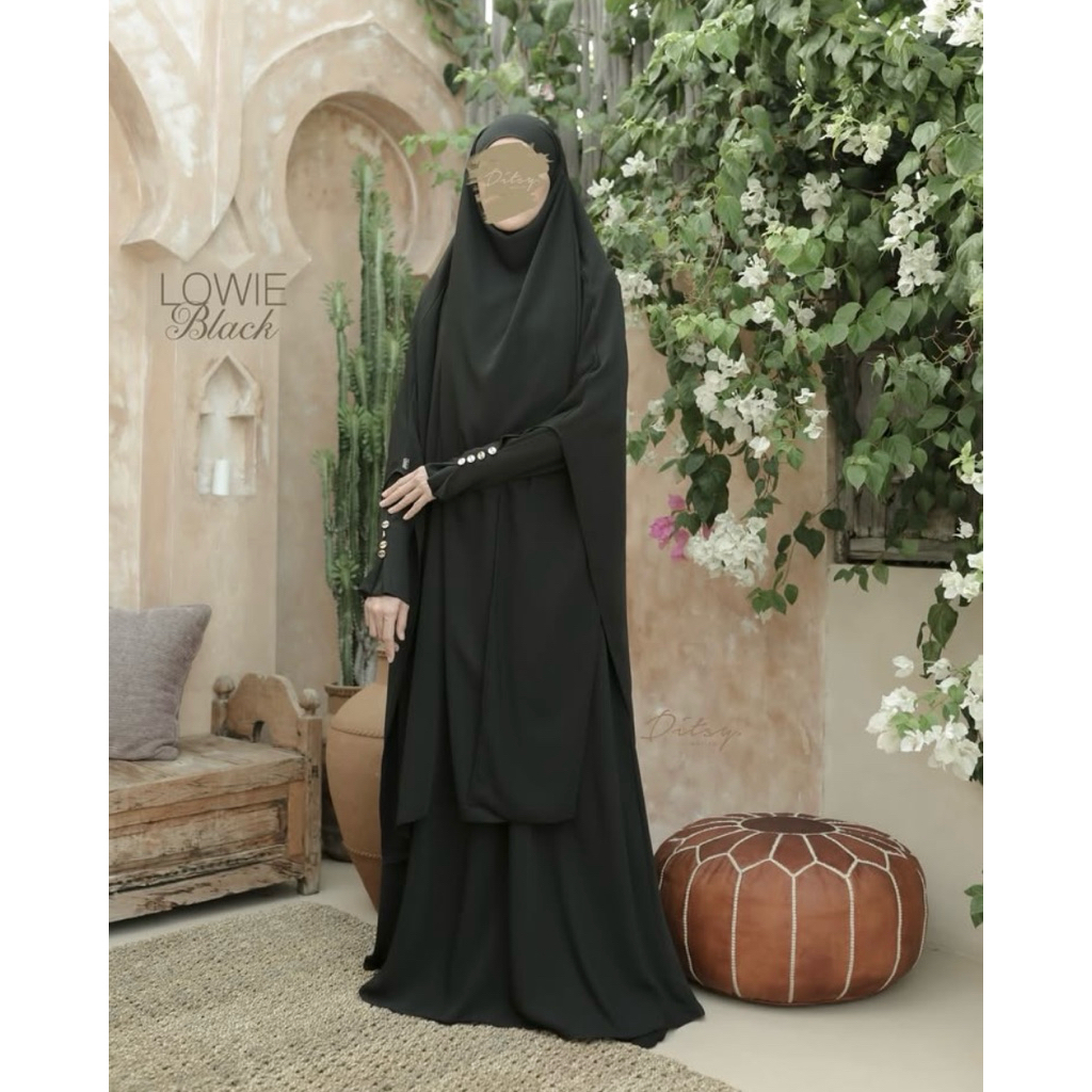 NEW Abaya SET FK Ditsy Moslem Lowie Series Black XXL