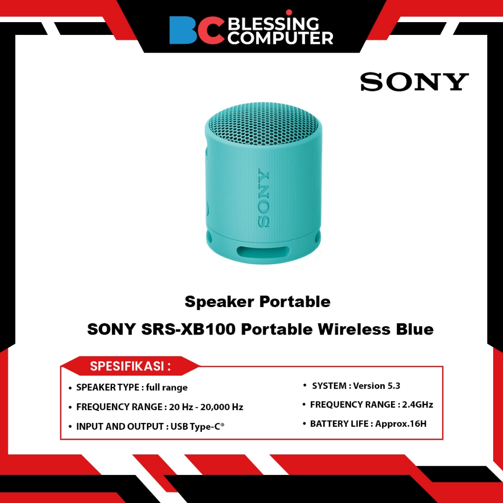 Speaker Portable SONY SRS-XB100 Portable Wireless Blue