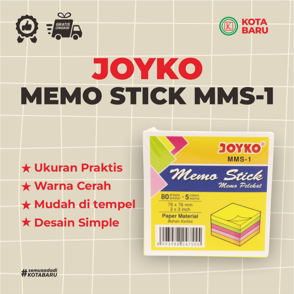 JOYKO MMS-1 Memo Stick Notes Warna Pastel