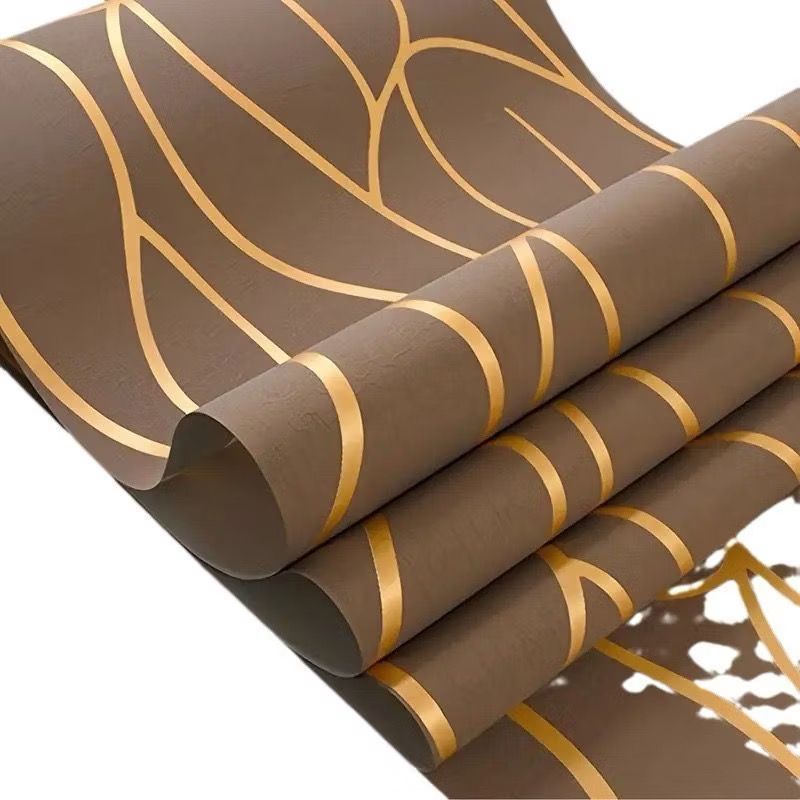 Wallpaper Dinding Bahan Pvc  Anti Air  Gelombang Abstrak Coklat  7s/8m x 45cm