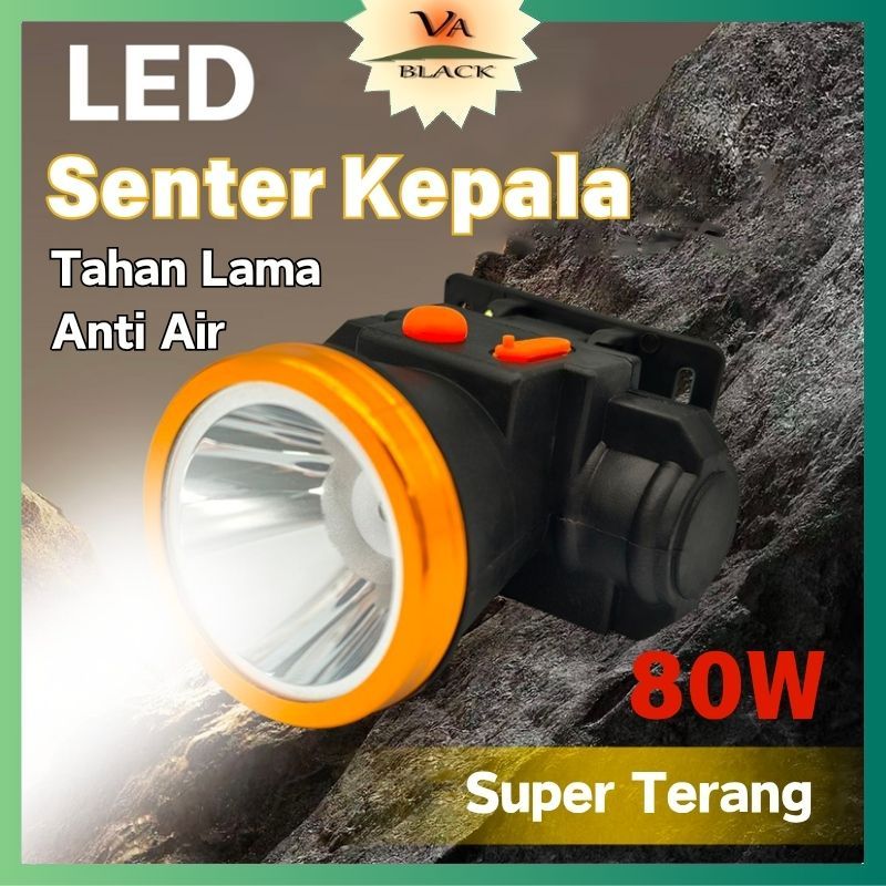 Senter Kepala Super Terang/Headlamp Gunung 80W/Lampu Kepala Anti Air/Headlamp Outdoor/Lampu Senter K