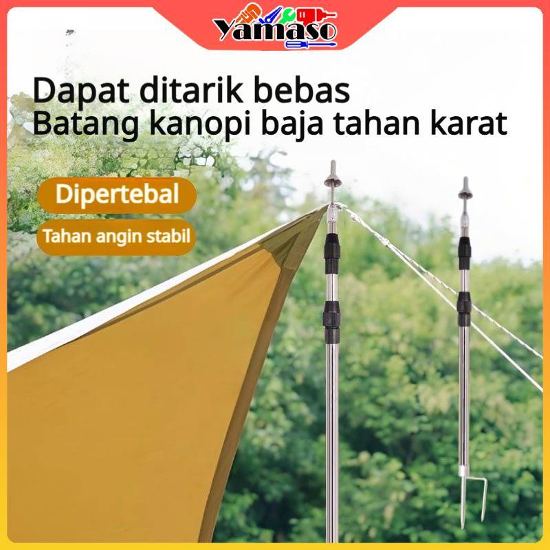 Tiang Penyangga Serbaguna anti karat Tiang Stainless Steel Kuat Dipanjangkan Diatur Tinggi untuk Fly