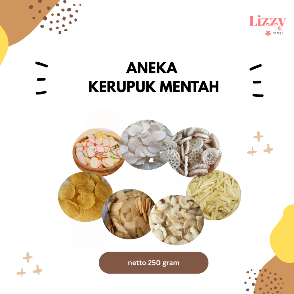 Aneka Kerupuk Mentah Emping melinjo | Kerupuk Bawang | Udang | Potato 250 gram