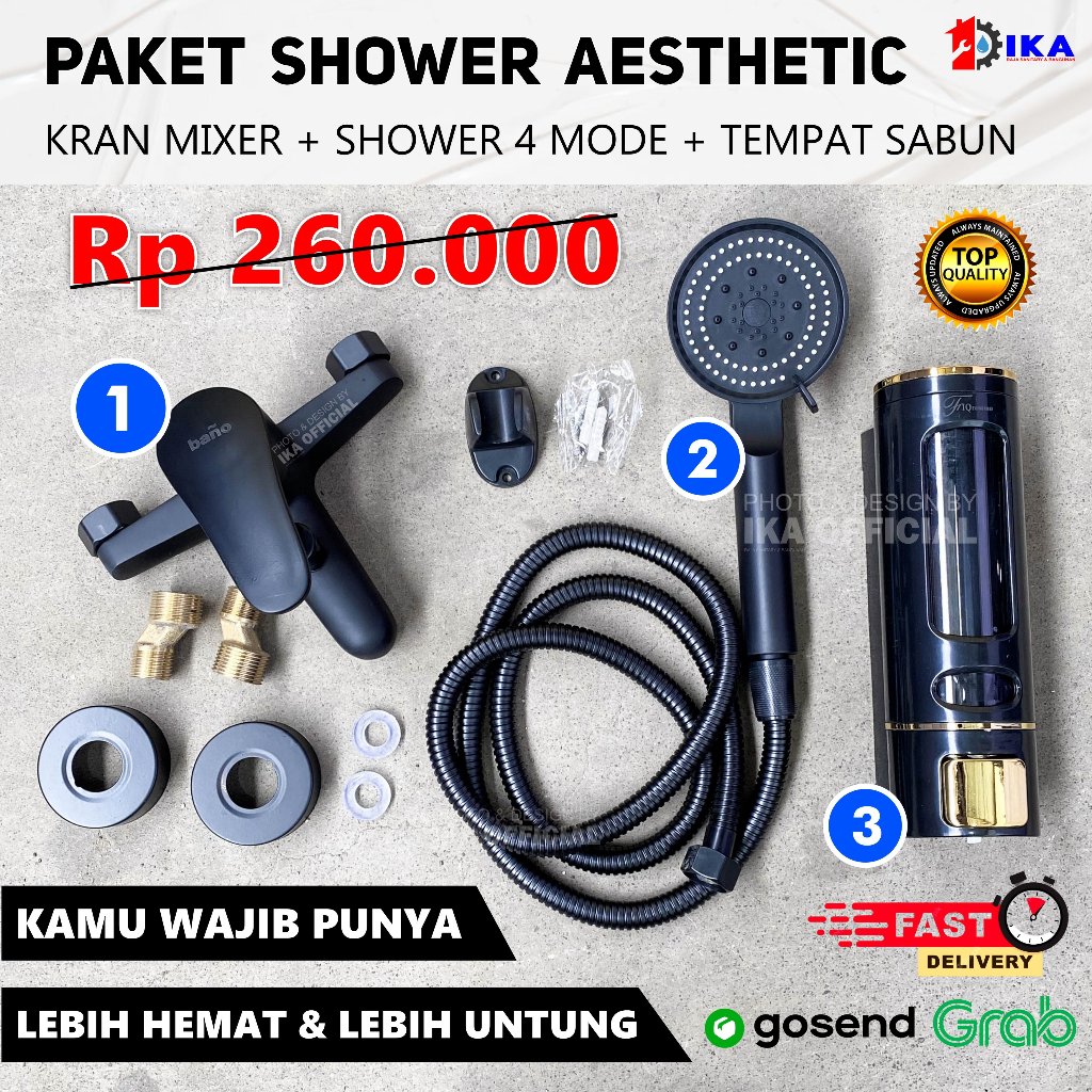 Paket Shower Wasser Kran Bath Mixer & Shower GRATIS Tempat Sabun Soap / Kran Shower Set Kamar Mandi 