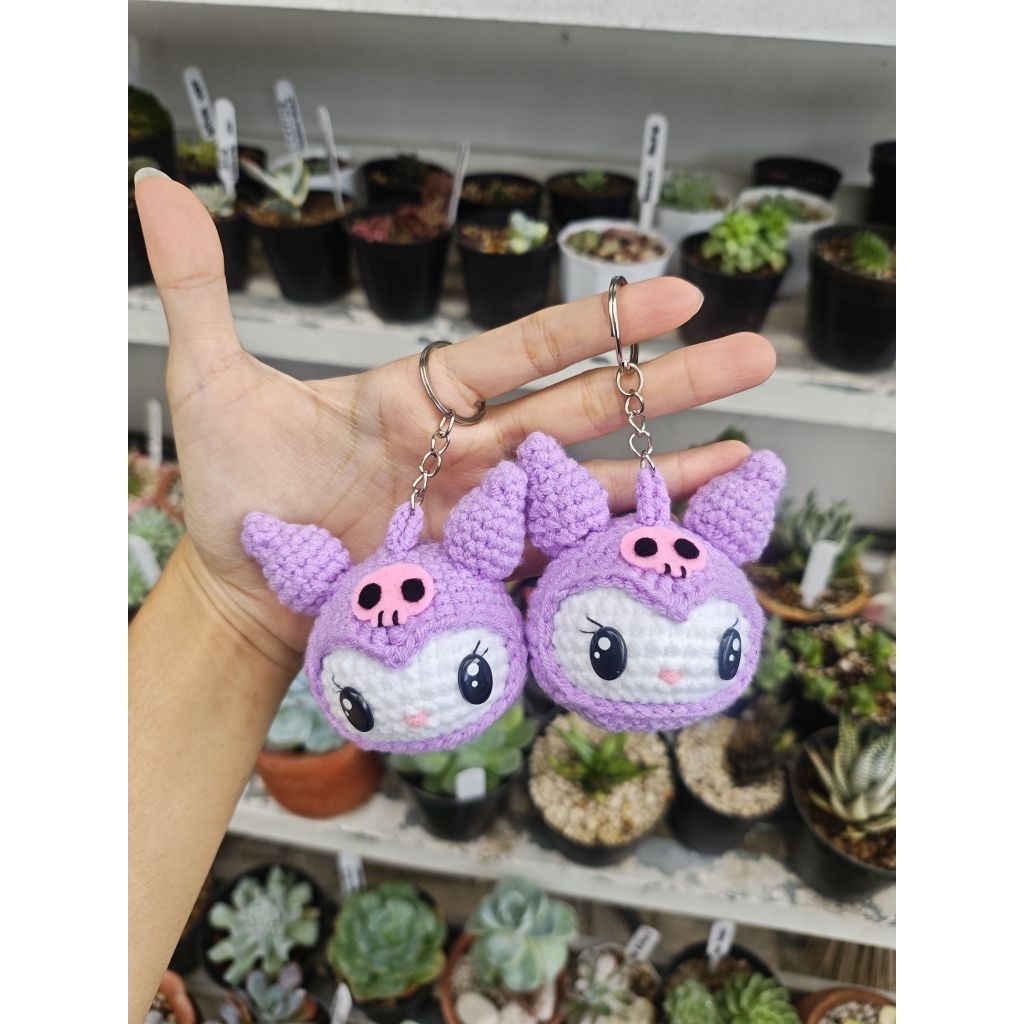 Crochet Kuromi Keychain / gantungan kunci kuromi / boneka kuromi / kuromi ungu