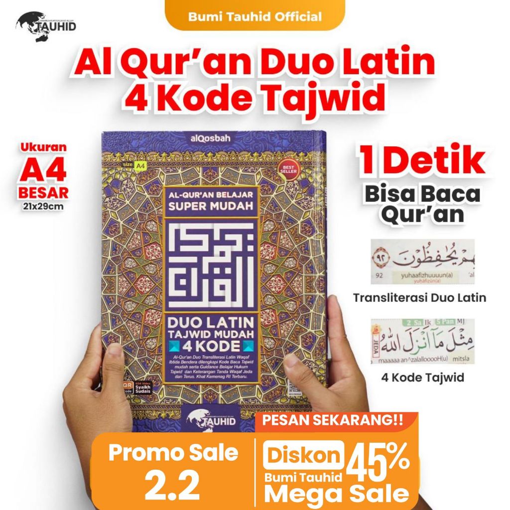 AlQuran Duo Latin 4 Kode Tajwid Ukuran A4 Besar Al Quran Latin dan terjemah