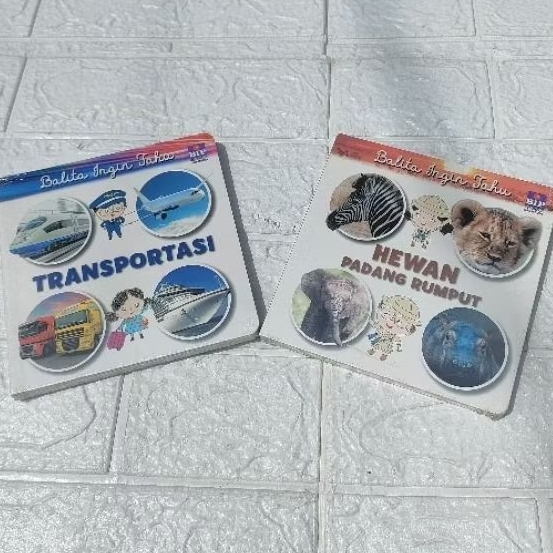 Boardbook anak : balita ingin tahu : transportasi, hewan Padang rumput