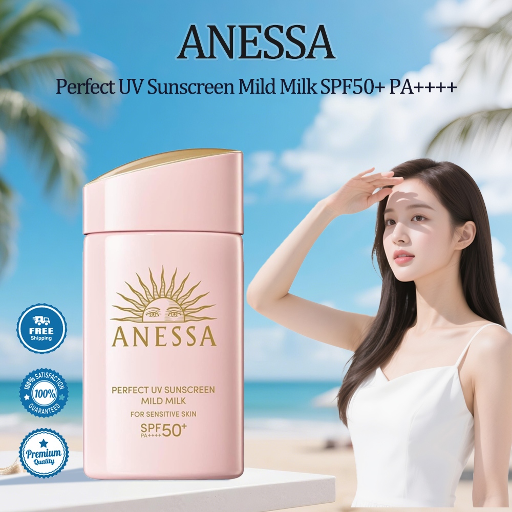 ANESSA Perfect UV Sunscreen Mild Milk SPF50+ PA++++ – 60ml Skincare (Pink Bottle) - 100% Authentic