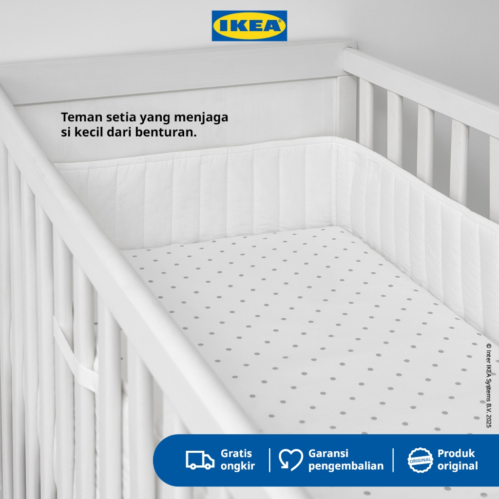 IKEA LEN Bantalan Pelindung Keranjang Bayi Putih 60x120 cm