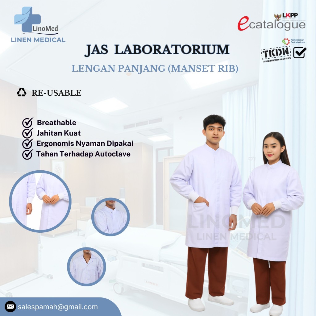 Jas Laboratorium Lengan Panjang (Manset Rib)