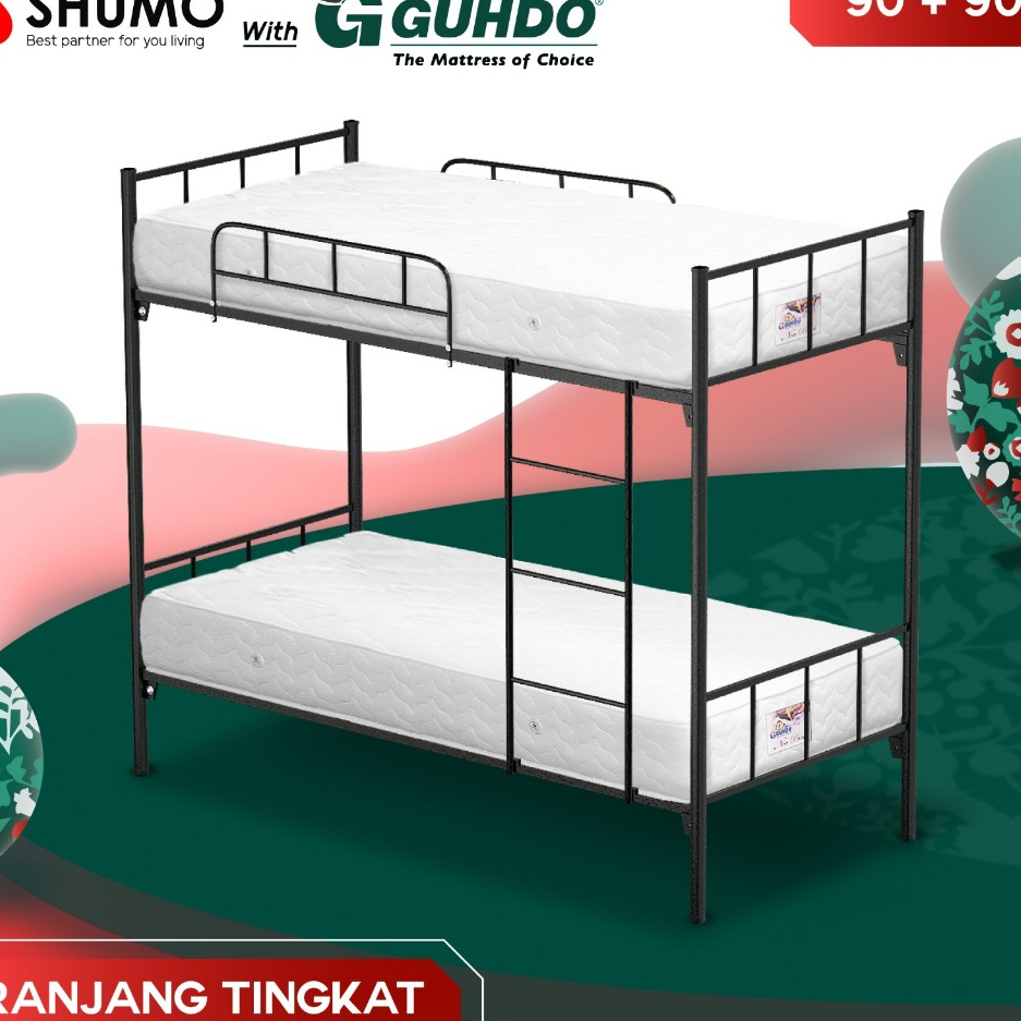 CITRA FURNITURE GUHDO SPRINGBEDXSHUMO Ranjang Besi Bunk Bed Tingkat 90/90 Spring Bed Guhdo Full Set