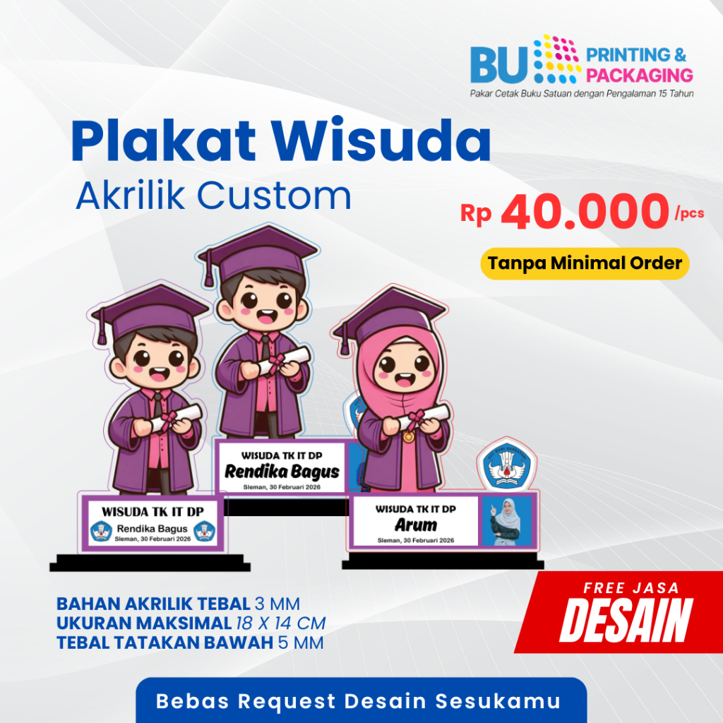 Plakat Wisuda Akrilik Murah | Plakat Wisuda TK, SD, SMP, SMA | Kado Hadiah Kelulusan Plakat Custom