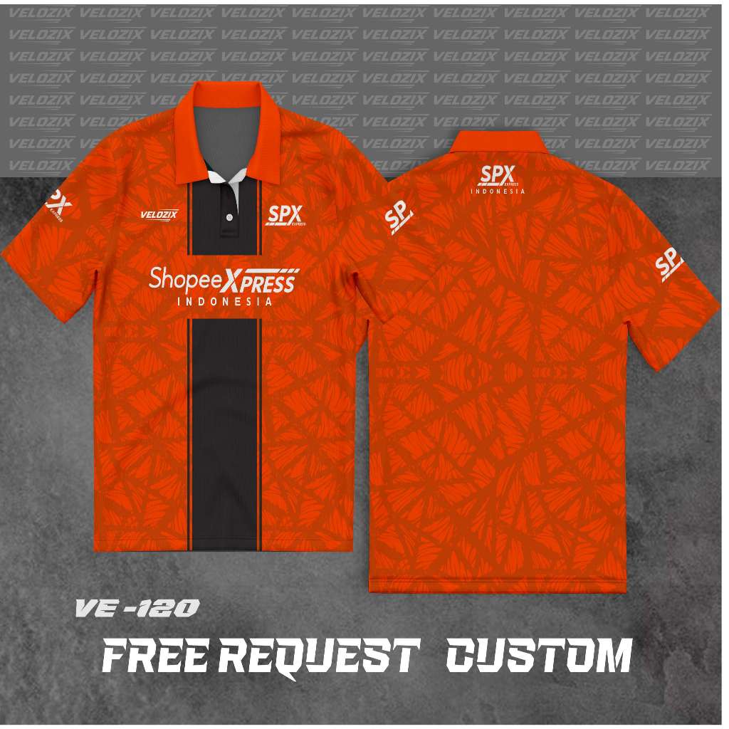 JERSEY SHOPEE EXPRESS  FULL PRINT – CUSTOM NAMA TULISAN, POLO KERAH, KAOS SATUAN VE-120