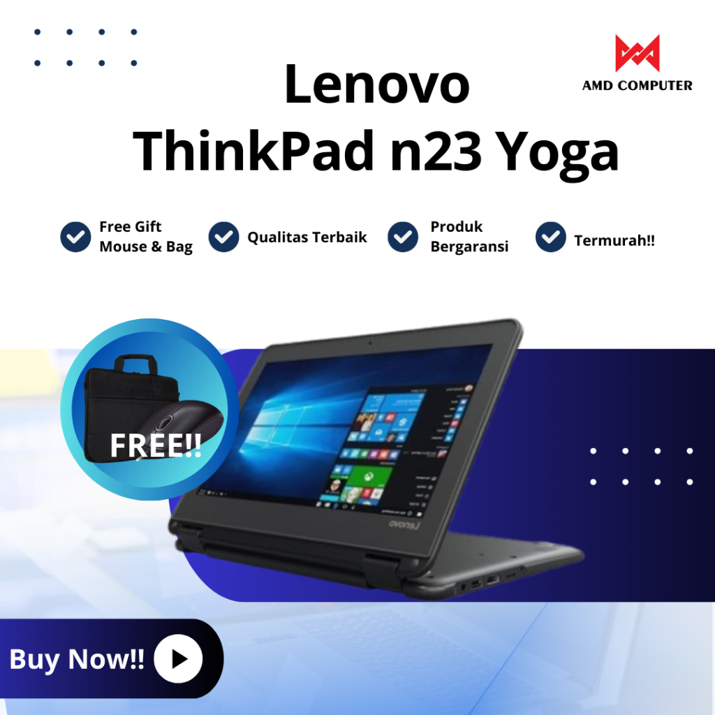 Laptop lenovo yoga N23/core celeron N3160 layar 11,6 inchi ssd 256
