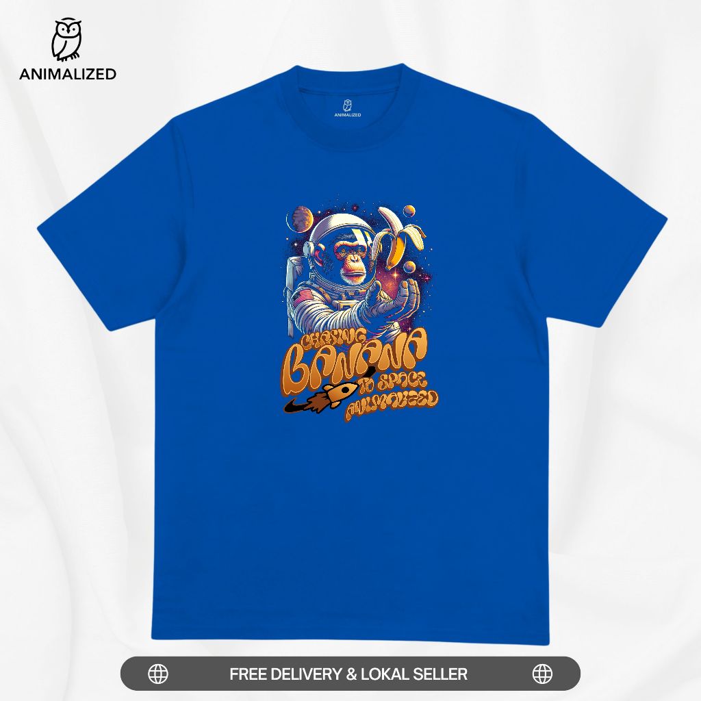 Animalized Kaos Pria Baju Monyet Astronaut Monkey Banana Mission From Space