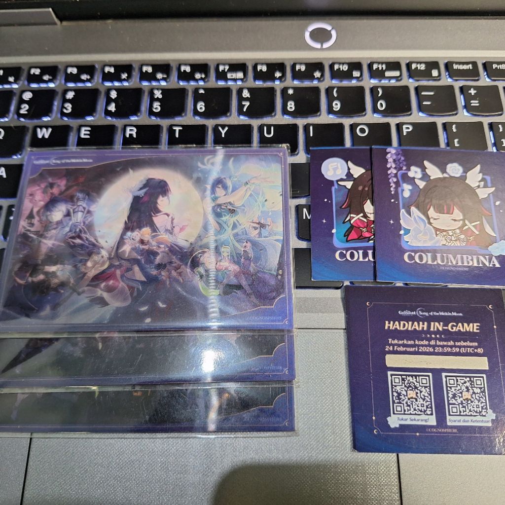 genshin moon invitation freebies SATU SET/genshin impact lenticular card redeem code