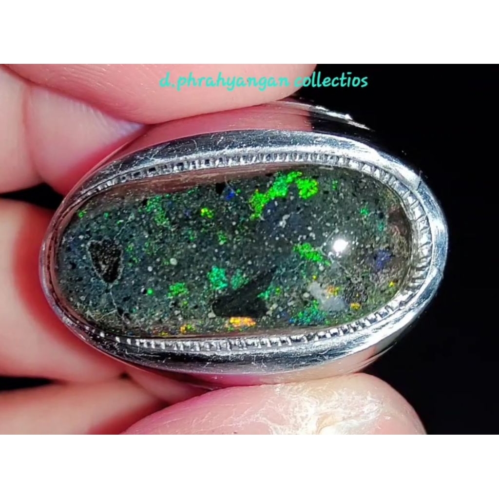 cincin black opal andamoka matrix natural asli alam Australia