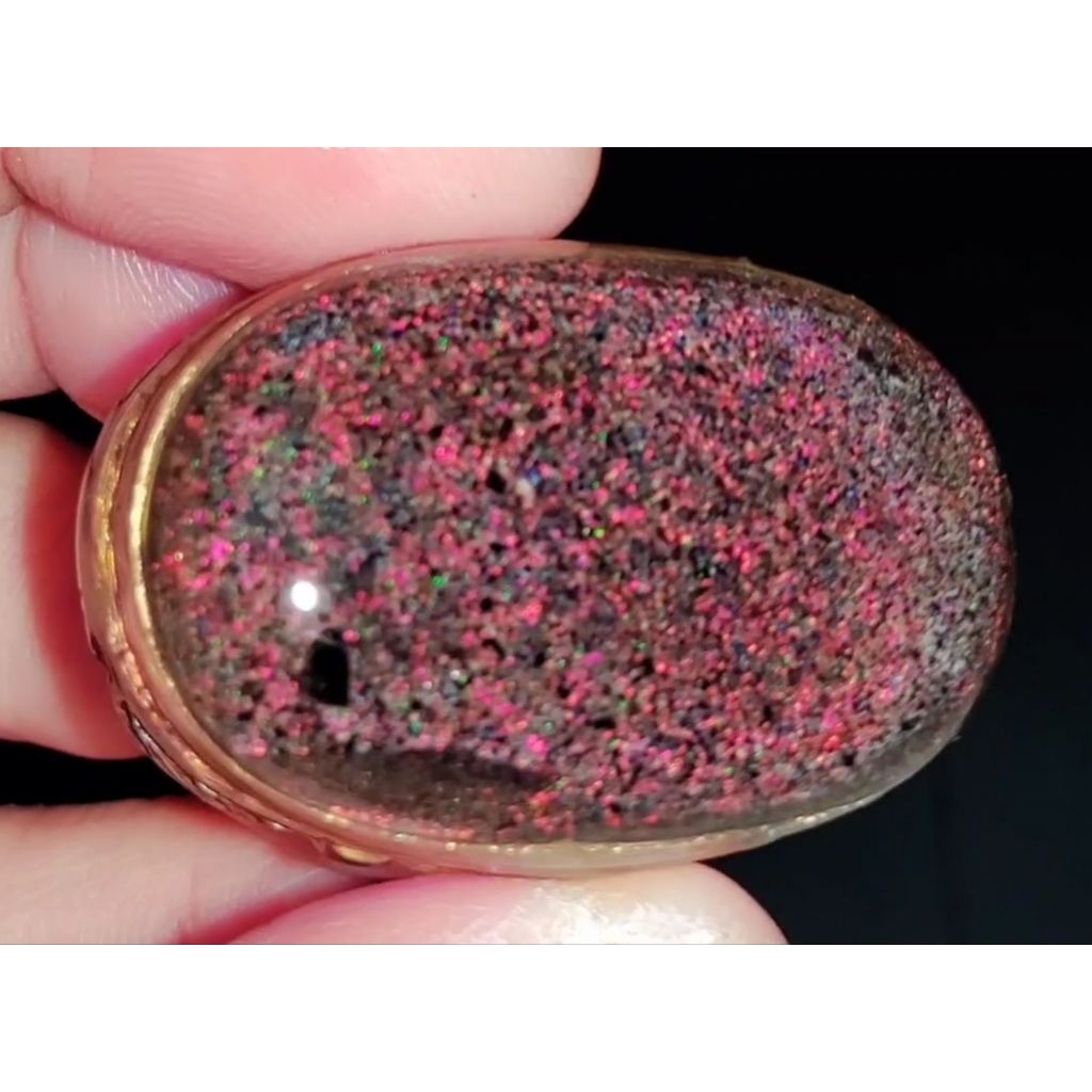 cincin black opal andamoka matrix asli natural alam Australia