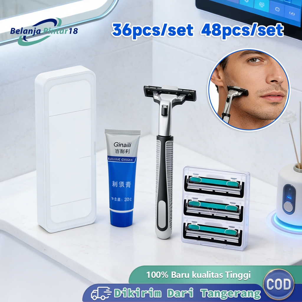 36/48pcs Alat Pisau Cukur Kumis Manual Blades Berlaku Untuk Gillette Mach 3 Pisau Silet 2 Lapisan