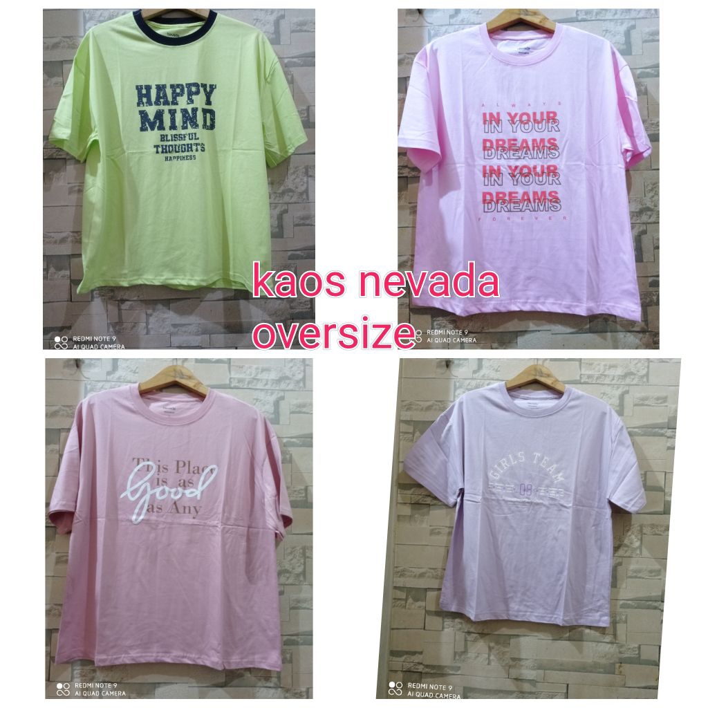 kaos nevada oversize wanita lengan pendek