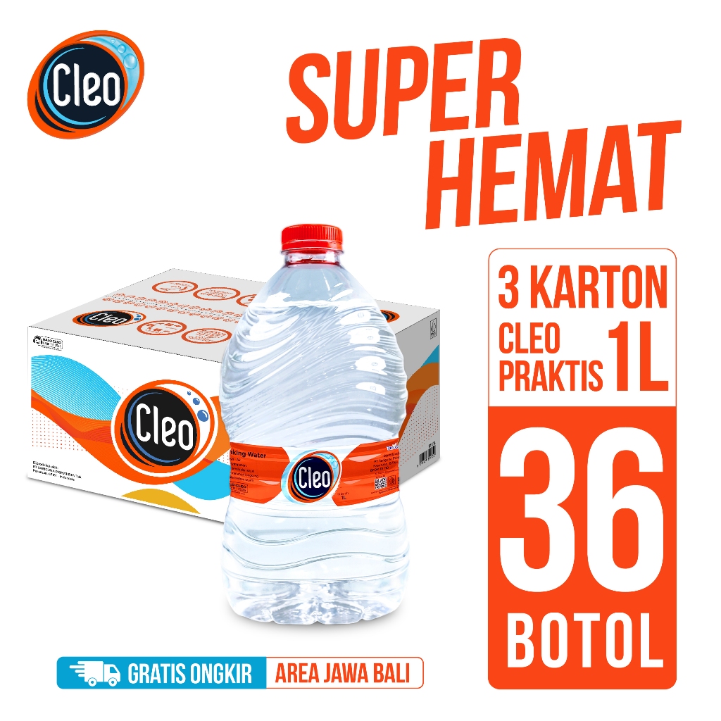 [FLASH SALE] Cleo Air Murni Botol 1L Praktis 36 botol