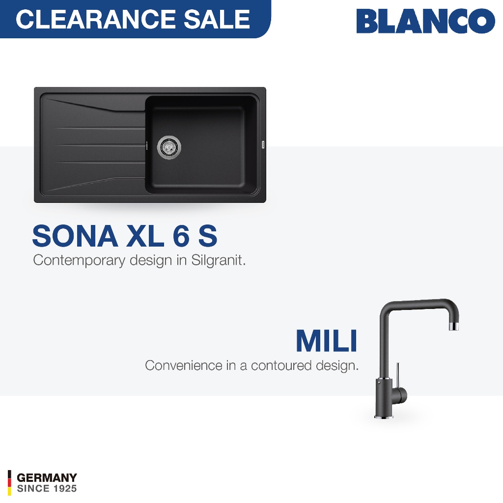 BLANCO Sona XL 6S Silgranit Sink + Kran Air BLANCO Mili Silgranit
