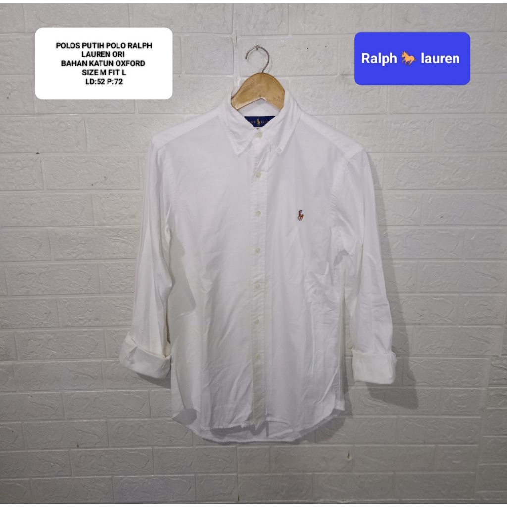 KEMEJA PUTIH POLO RALPH LAUREN SIZE M FIT L BAHAN KATUN OXFORD