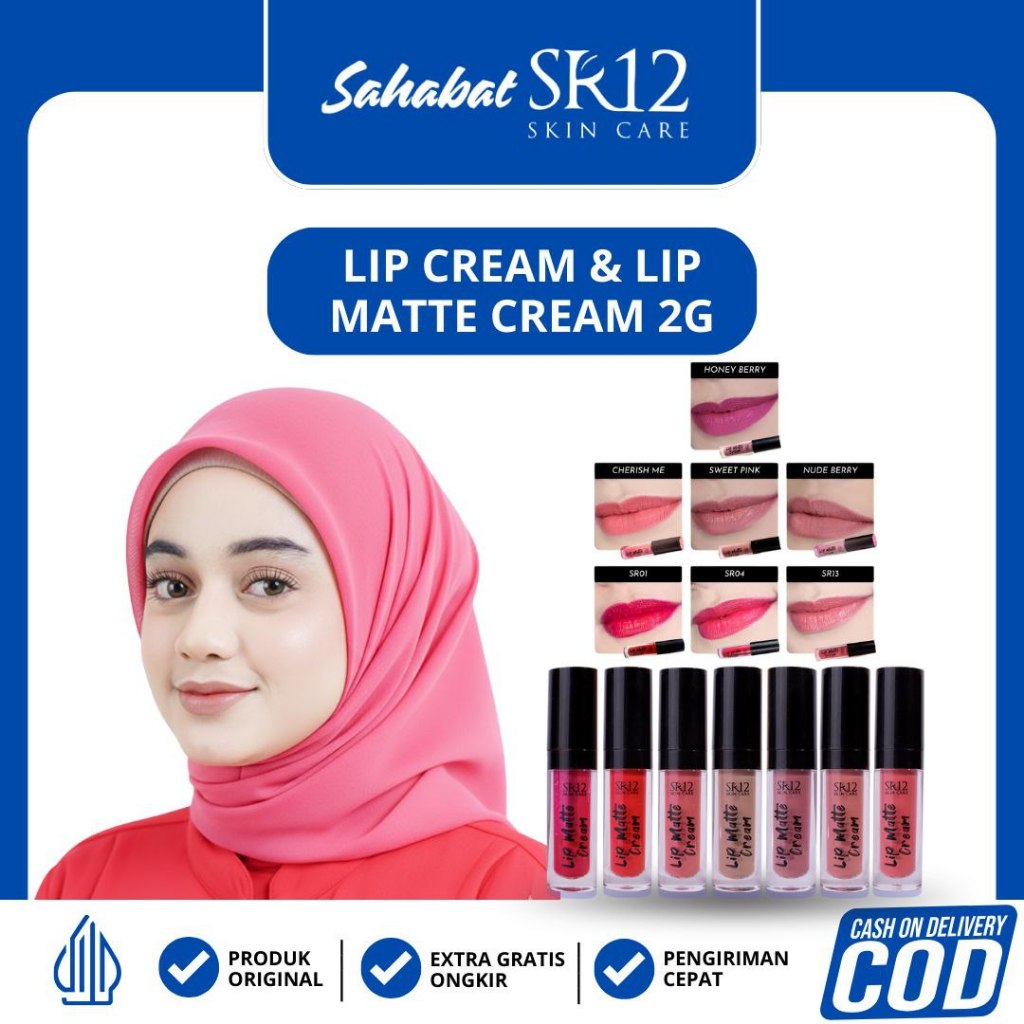 IP CREAM SR12 / LIPCREAM AMAN BPOM BEBAS PARABEN / LEMBUT DAN TIDAK KERING DIBIBIR