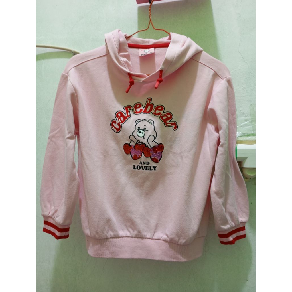 jaket sweater hoodie anak care bears cute pink