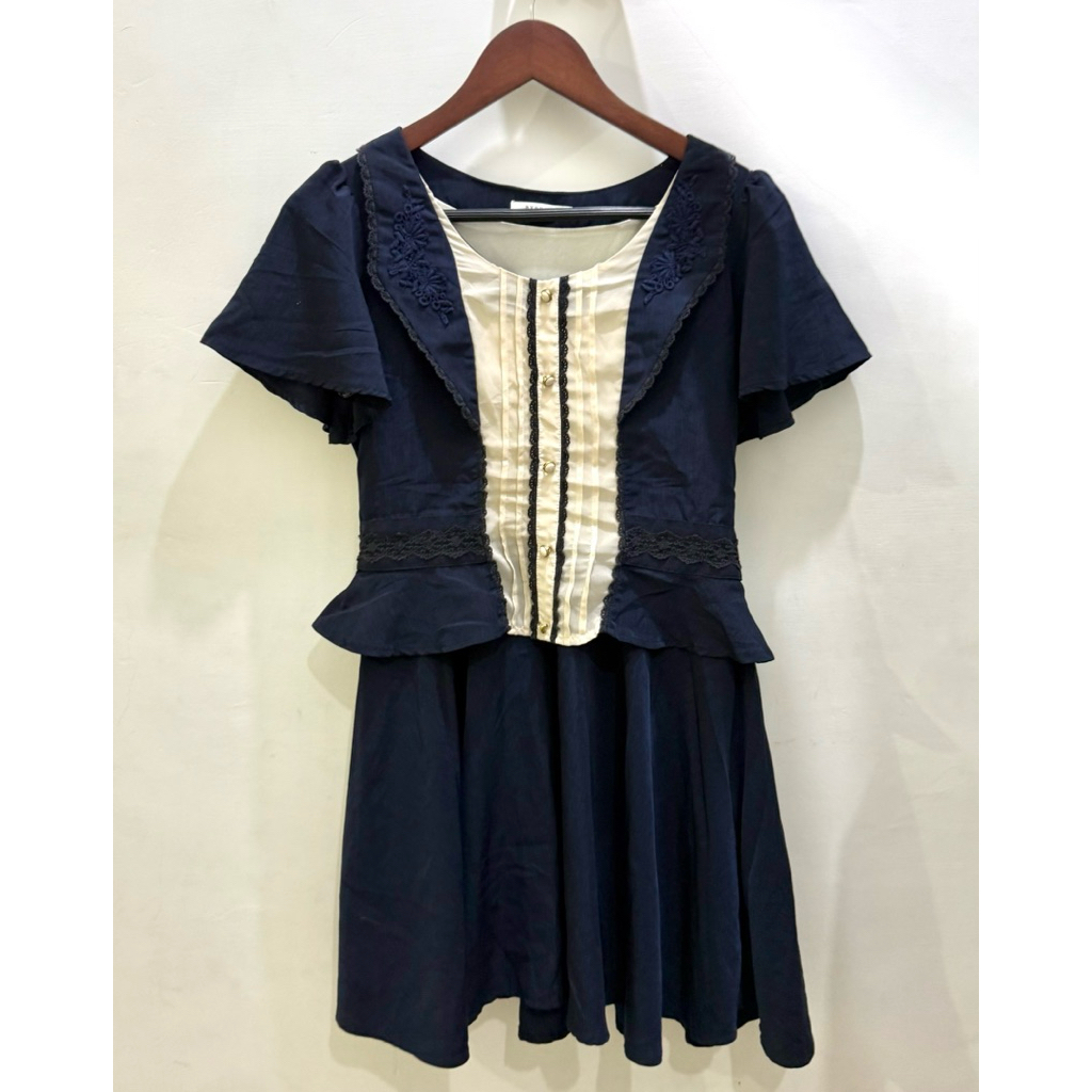 Dress Navy Over Jeans Axes Femme Japan