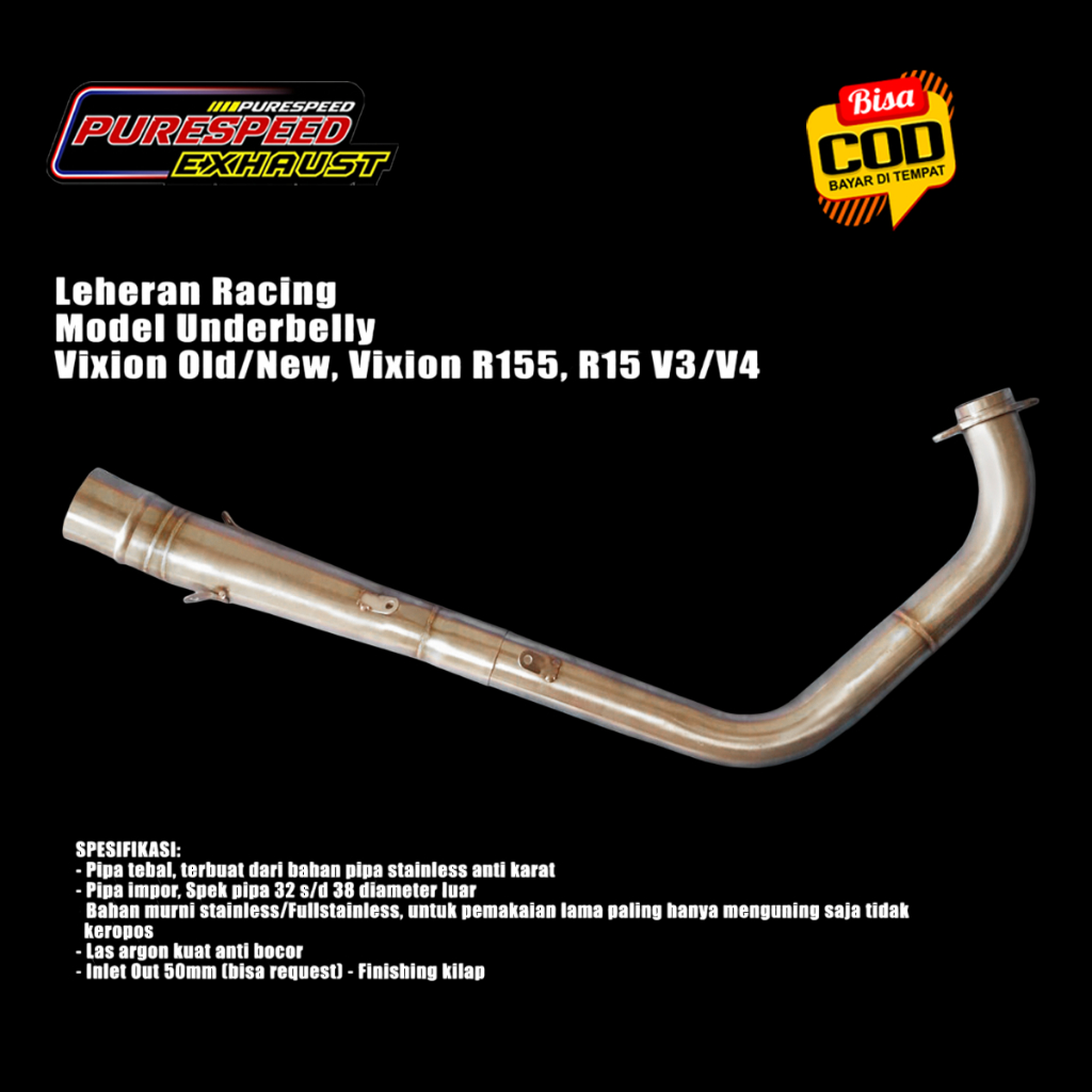 Pipa leheran Vixion R15 Old R15 New Prostreet Underbelly Roll bending Stainless