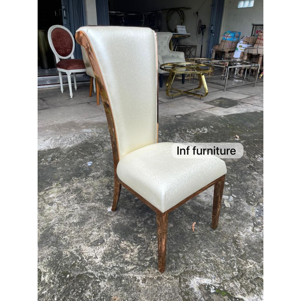 kursi makan stainless asli gold rose gold