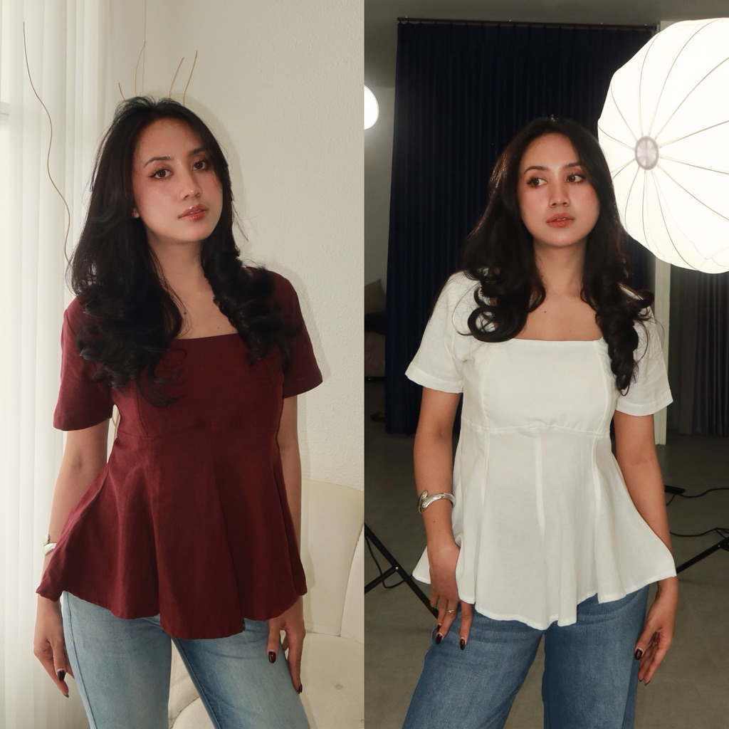 WATASHI || EVE TOP || atasan linen wanita, top linen wanita, blouse linen wanita