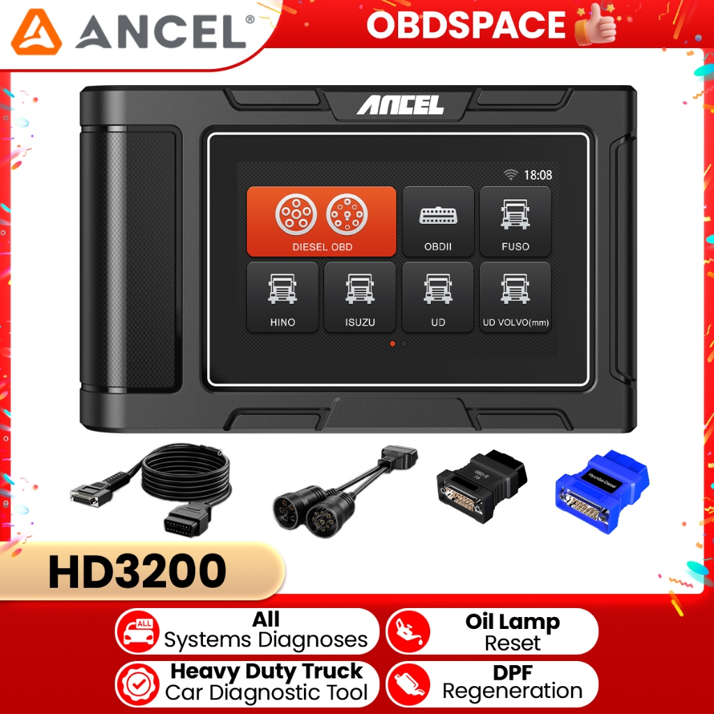 ANCEL HD3200 Professional OBD2 Truck Scanner 12/24V Scanner For Truck Heavy Duty Truck Scanner Excav