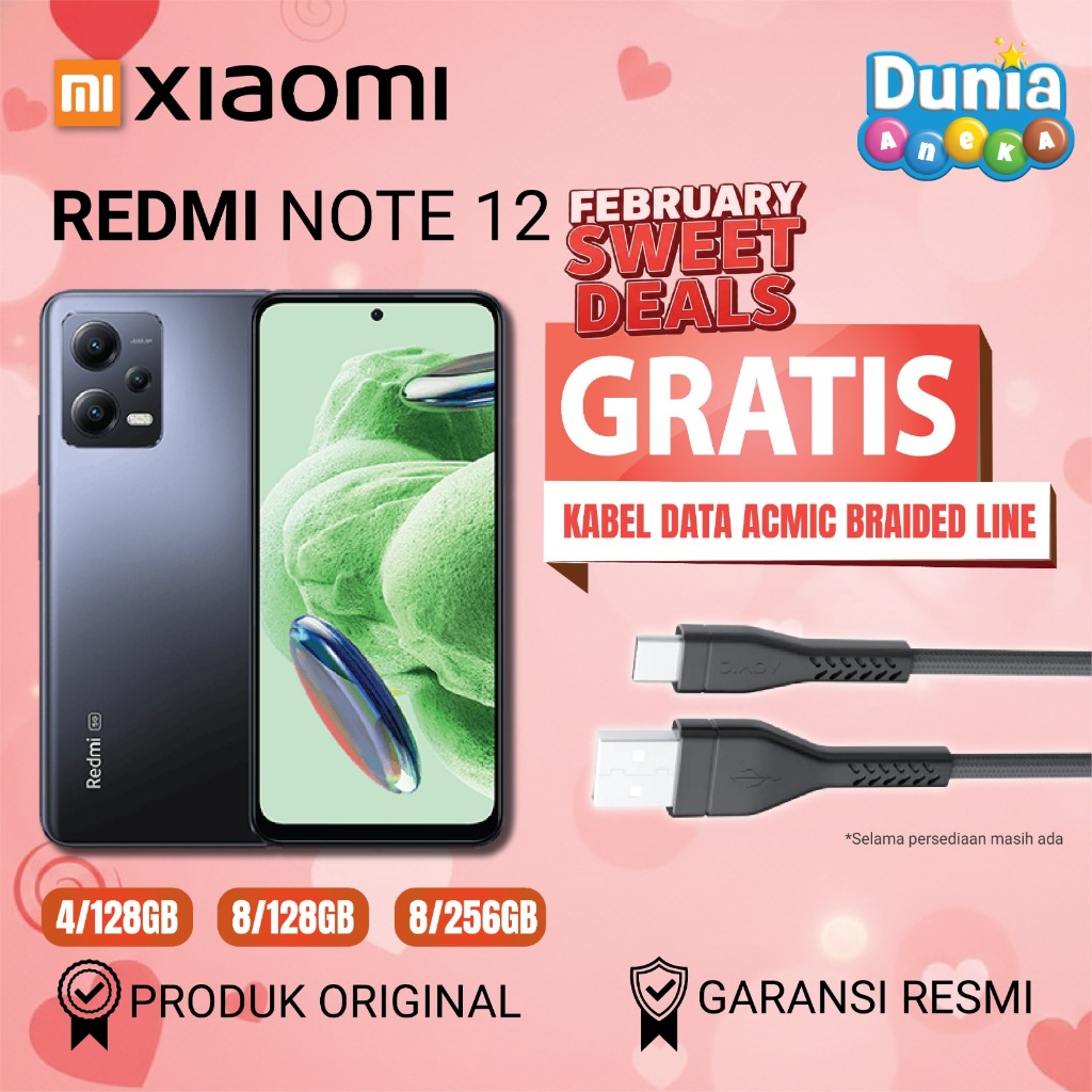 HP Xiaomi Redmi  Note 12 (4/128GB, 8/128GB & 8/256GB)  Layar 6.67" - Baterai 5000mAh - BONUS Kabel D